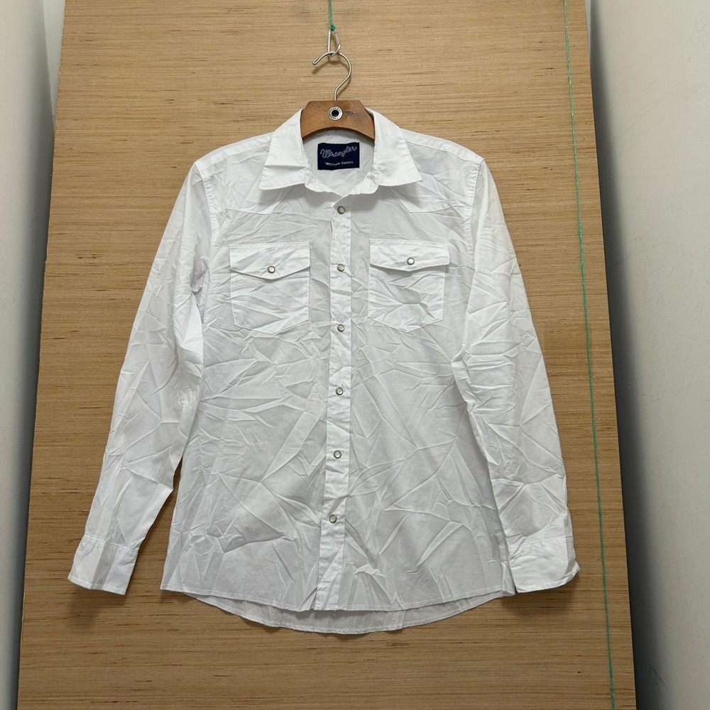 Wrangler Boys XL 14-16 White Long Sleeve Pearl Snap Western Shirt Classic Rodeo